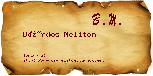 Bárdos Meliton névjegykártya